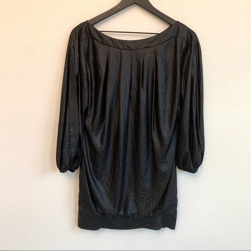 BCBGMAXAZRIA Runway Wet Look Black Dress size XS